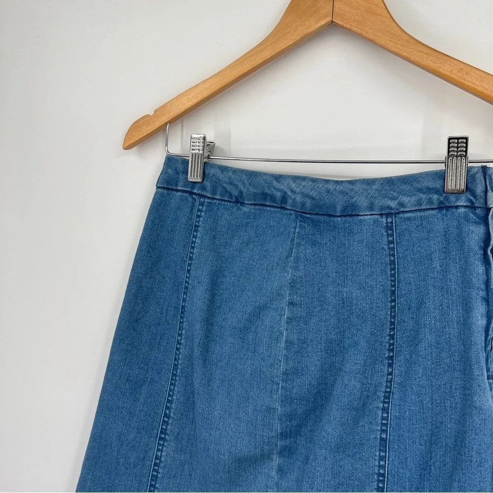 Rachel Rachel Roy Medium Blue Wash Button Placket A-Line Mini Denim Jean Skirt - Picture 4 of 13
